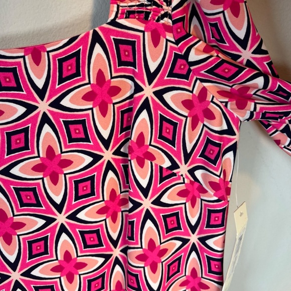 Eliza J Womens Geometric Print Mini Shift Dress Pink Retro Lined Zip NEW Size 14 - Picture 9 of 16